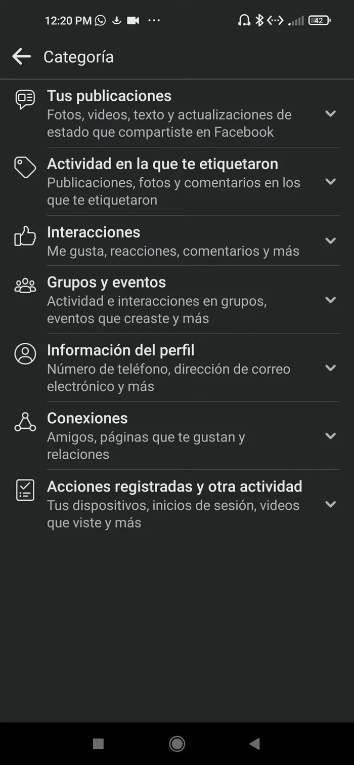 Seleccionar 'Invitaciones a eventos que recibiste'.