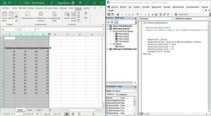 Autoajustar el ancho de las columnas haciendo doble clic en la intersección entre los encabezados de fila y columna.