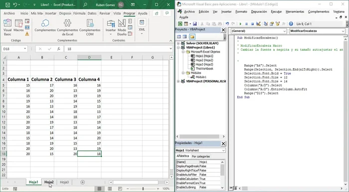 Ejecutar la macro en otras hojas seleccionando la hoja y luego ejecutando la macro desde la pestaña 'Programador' o mediante el botón de ejecutar en el editor de Visual Basic.