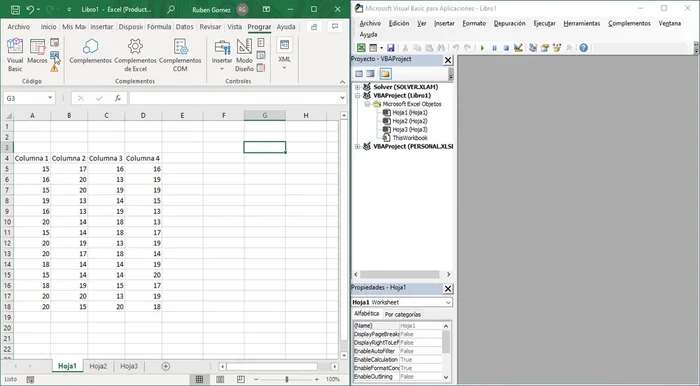 Activar el editor de Visual Basic para visualizar el código generado.