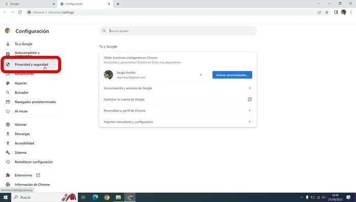 Marca la opción 'Permitir cookies de terceros' (la opción más recomendable).