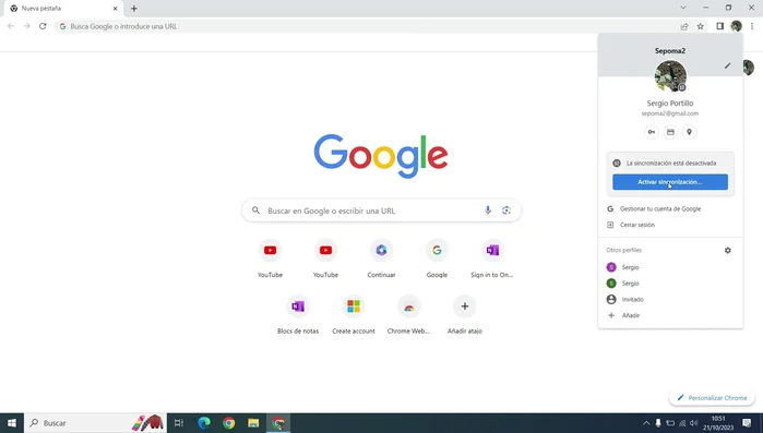 Intenta activar la sincronización de nuevo.