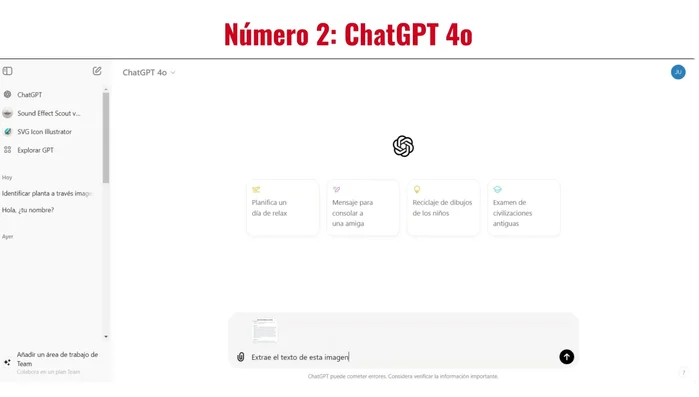 Escribe una solicitud clara como 'Extrae el texto de esta imagen'.