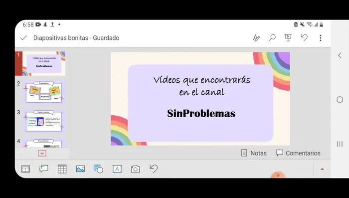 Visualiza tu presentación tocando el icono de presentación.