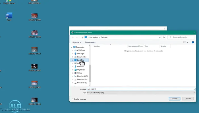 Asigna un nombre al archivo PDF y guardarlo en la ubicación deseada.