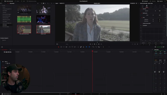 Seleccionar los archivos de video y arrastrarlos a la línea de tiempo. Arrastrar el archivo de video con audio deficiente a una segunda pista.