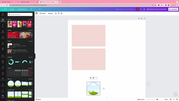 Diseña el frente y el reverso de tu tarjeta utilizando elementos de Canva (imágenes, texto, logotipos, etc.).