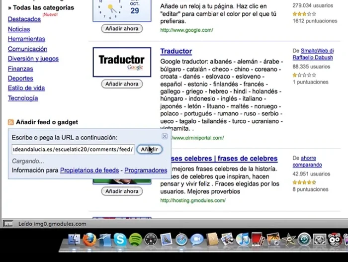 Pega la URL del feed RSS y guarda los cambios.