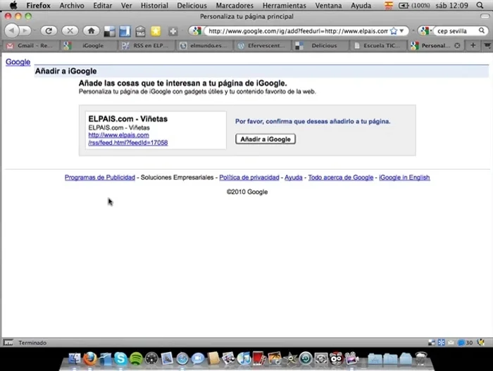 Haz clic en el icono RSS. Esto te llevará a una página de suscripción, o te permitirá copiar la URL del feed RSS.