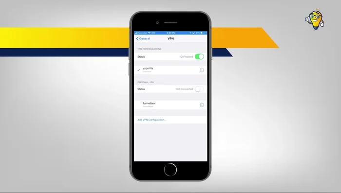 Espera a que aparezca el icono de VPN en la parte superior izquierda de la pantalla