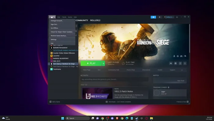 Volver a iniciar sesión en Steam.