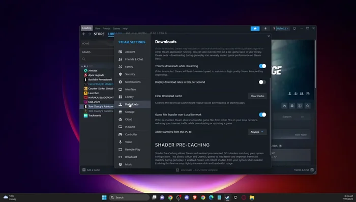 Volver a iniciar sesión en Steam.