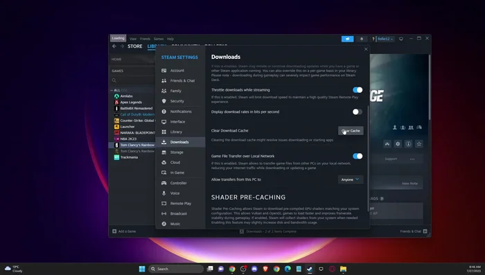 Volver a iniciar sesión en Steam.