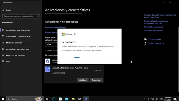 Cierra la ventana de configuración de Office.