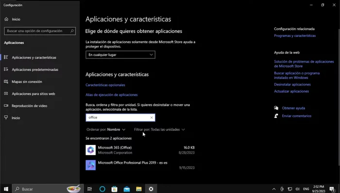 Selecciona la versión de Microsoft Office que tienes instalada (ej: Microsoft Office Professional Plus).
