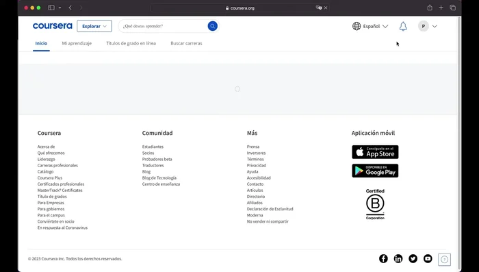 Selecciona 'Mis cursos' para ver tu progreso y cursos inscritos.