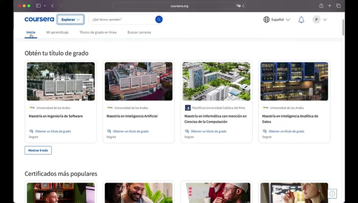En 'Mi aprendizaje', verás todos tus cursos. Busca el curso completado.