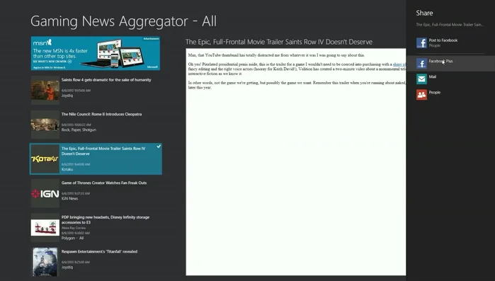 Comparte artículos con tus aplicaciones sociales (Facebook, etc.) usando la opción de compartir.