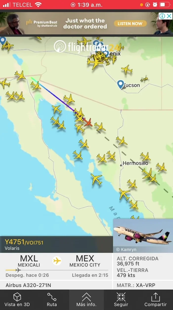 En la pantalla del vuelo seleccionado, pulsa 'Ver en el mapa' para visualizar la ubicación del avión en tiempo real.