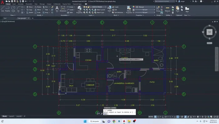 Usar el comando PURGE para eliminar elementos no necesarios (símbolos, ejes, cotas, textos).