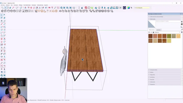 Dar clic derecho sobre el objeto y seleccionar la opción 'textura'. Si no aparece, habilitar 'geometría oculta' o usar la pipeta para seleccionar el material y volver a aplicarlo.
