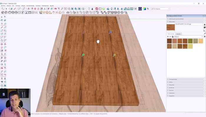 Utilizar la opción 'situar' para ubicar la textura con la herramienta de arrastre. Rotar la textura usando la opción 'rotar' (90 grados, etc.) y confirmar con 'finalizado'.