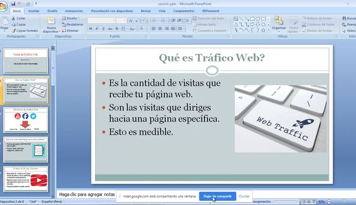 Para dejar de compartir, presionar el botón azul 'Dejar de compartir'.