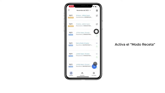 Activar el modo 'Receta' en la sección 'Mi cuenta'.