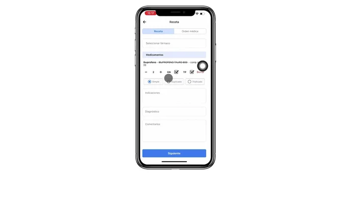 Agregar indicaciones, diagnóstico o comentarios adicionales (opcional).