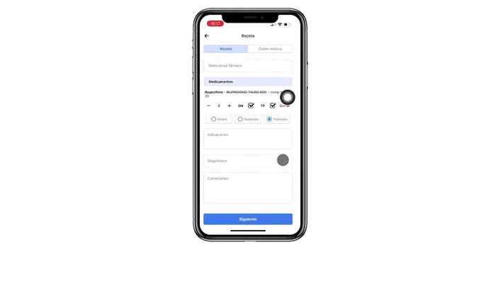 Agregar indicaciones, diagnóstico o comentarios adicionales (opcional).