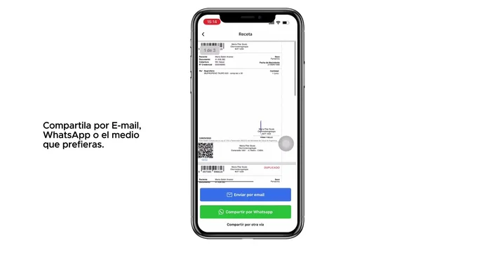 Elegir el método de envío: correo electrónico, WhatsApp u otra opción.