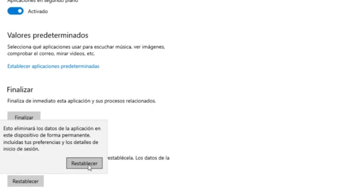 Confirmar la acción y reiniciar el equipo.