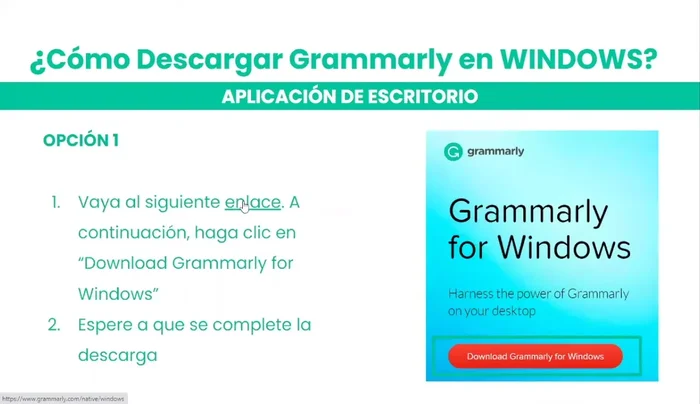 Para macOS: Busca Grammarly en la App Store y selecciona 'Obtener' o usa el enlace de descarga proporcionado.