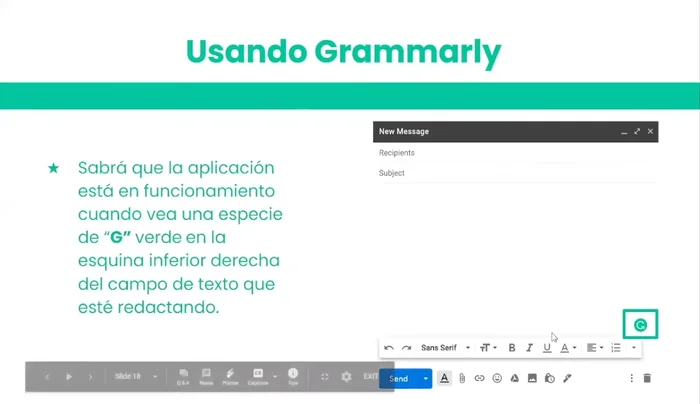 Comienza a escribir. Grammarly subrayará los errores y ofrecerá sugerencias.