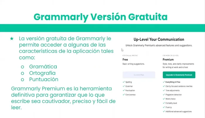 Accede a funciones adicionales como tono, sinónimos, formalidad, escritura fluida y detección de plagio.
