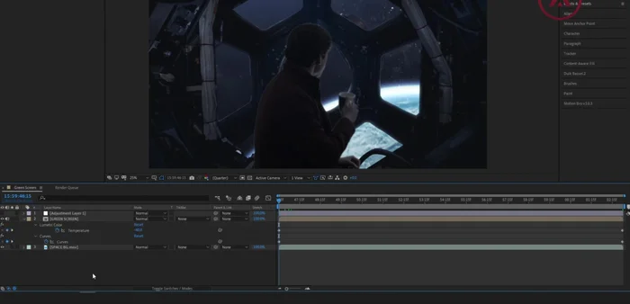 Post-producción (After Effects): Agregar Light Wrap con los efectos Box Blur, Set Matte, y Channel Blur para una integración realista.