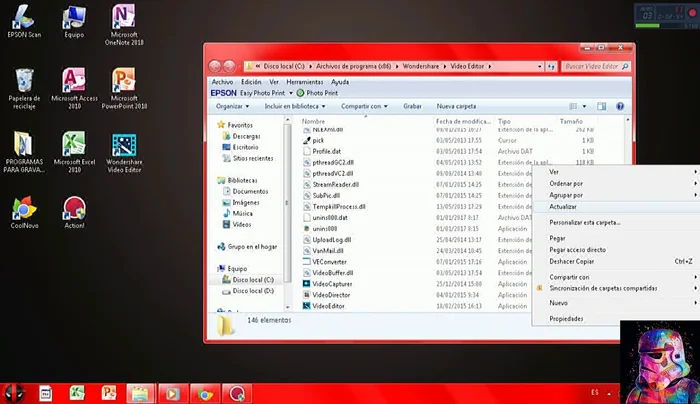 Actualizar los archivos (clic derecho y actualizar).
