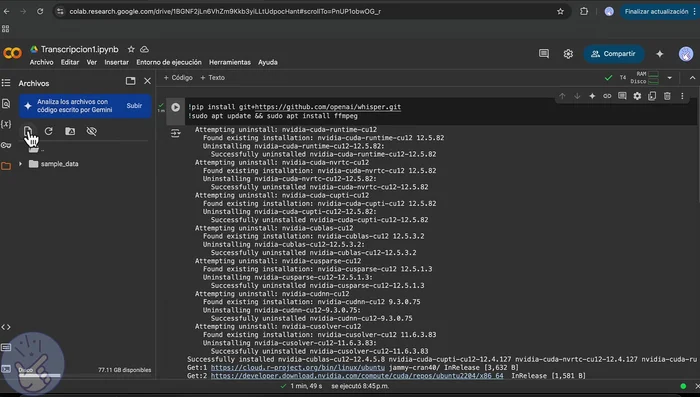 Subir el archivo de audio a Colaboratory.