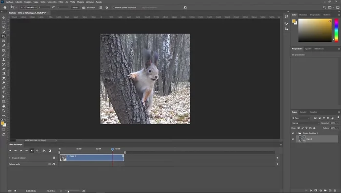 Reducir el tamaño de la imagen. Ve a "Imagen > Tamaño de imagen" y reduce las dimensiones (500x500 píxeles recomendado para GIFs) para un archivo más ligero.