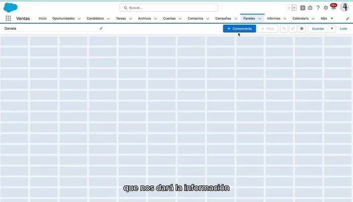 Configura el medidor. Selecciona "Suma del Importe" como la métrica a medir. Define los intervalos para visualizar el progreso con respecto a tu objetivo (ej: 0, 500.000, 900.000). Activa la opción de mostrar el porcentaje de la meta.