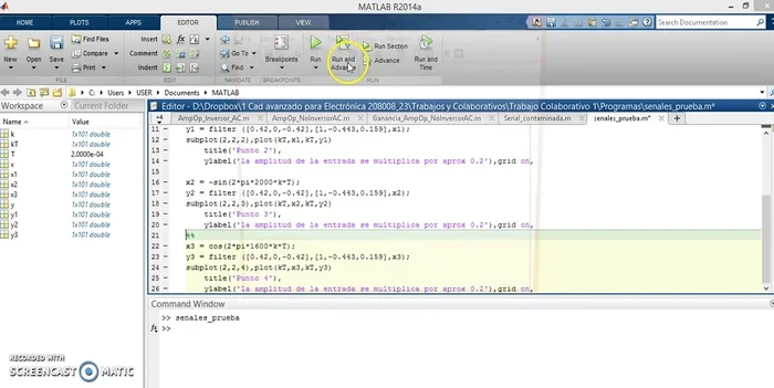 Hacer clic en el botón 'correr avanzado' para ejecutar solo la sección seleccionada.
