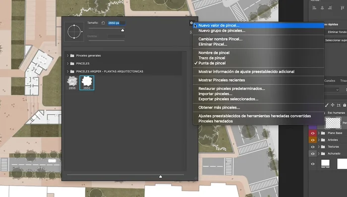 Crea nuevos grupos de pinceles usando la opción 'Nuevo grupo de pinceles'.