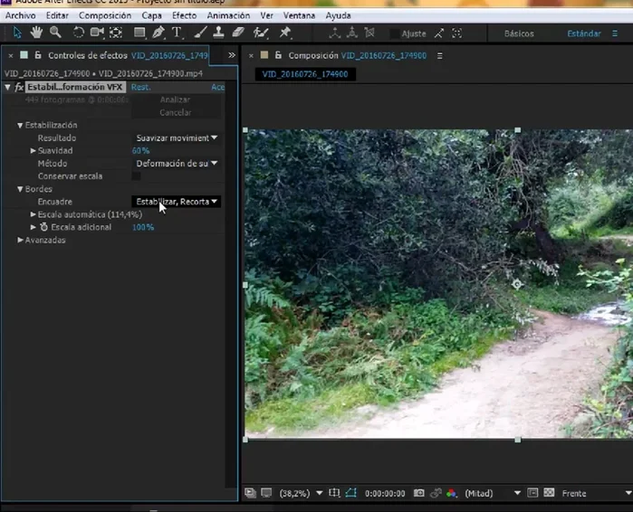Controlar el escalado del vídeo (evitar que supere el 120% para mantener la calidad). Si supera el 120%, disminuir la suavidad.