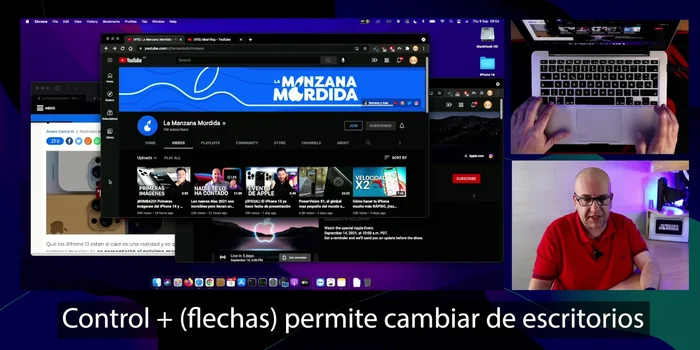 Crear un nuevo escritorio: Control + Flecha arriba