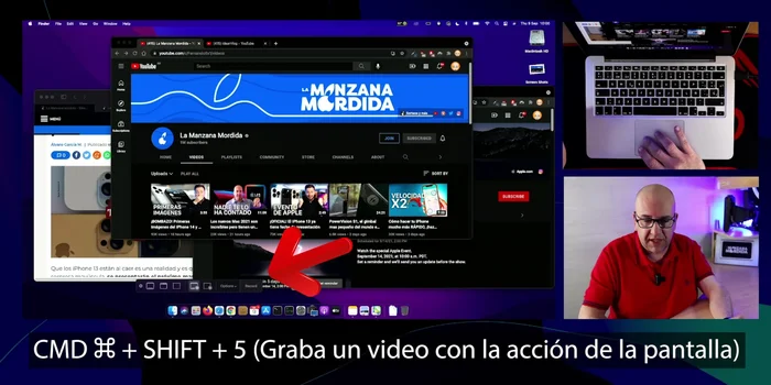 Grabación de pantalla: Shift + Comando + 5