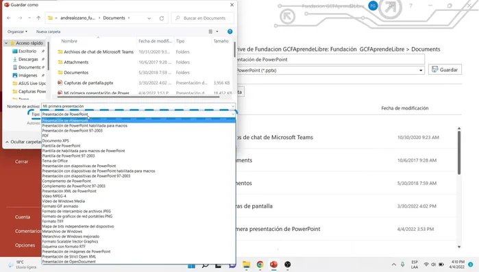 Seleccionar tamaño de archivo (estándar o mínimo).
