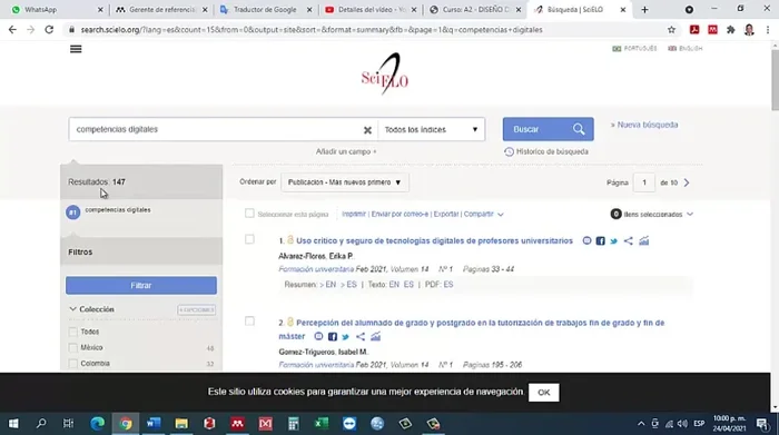 Revisar los resultados de búsqueda. Cielo muestra los documentos de 15 en 15, se puede ajustar la cantidad si se desea.