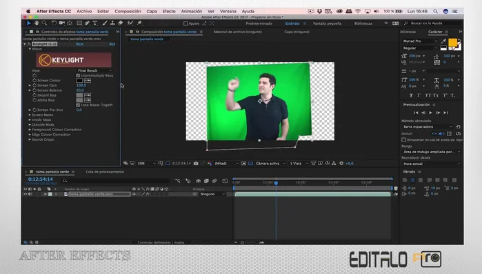 Utilización de After Effects para la eliminación del color croma y creación de transparencia: