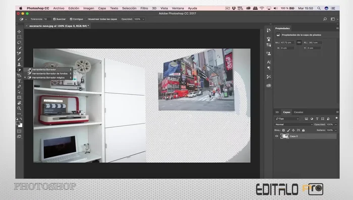 Creación de transparencia en zonas específicas para la integración de videos.
