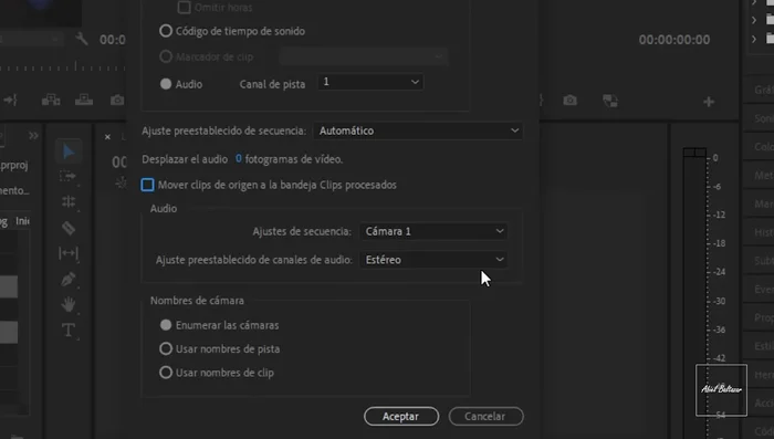 Dar clic en 'Aceptar'. Premiere Pro sincronizará automáticamente el audio y vídeo.